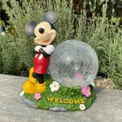 Disney 10" Fiberglass/Polyester Mickey Mouse Solar Garden Statue With Crackle Glass Ball -Disney GUEST 10cb9760 2d50 47ea a968 ed8d9c9e006a