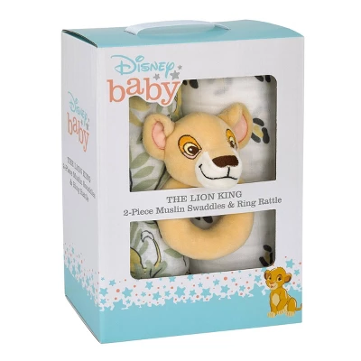 Disney Lion King Simba 100% Cotton Muslin Swaddles With Plush Rattle - 2pk 6 Disney Lion King Simba 100% Cotton Muslin Swaddles With Plush Rattle - 2pk - Image 4