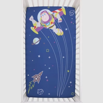 Disney Baby Toy Story Buzz Lightyear Photo Op Fitted Crib Sheet - Blue And Green 3 Disney Baby Toy Story Buzz Lightyear Photo Op Fitted Crib Sheet - Blue And Green