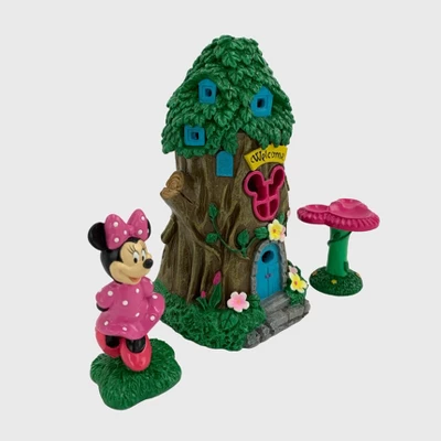 Disney Minnie Mouse Miniature Resin Garden Set With Solar Tree House 3 Disney Minnie Mouse Miniature Resin Garden Set With Solar Tree House