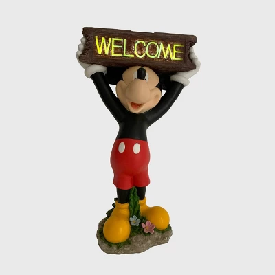 Disney 22.25" Mickey Mouse Solar Resin/Stone Statue With A Welcome Sign 5 Disney 22.25" Mickey Mouse Solar Resin/Stone Statue With A Welcome Sign - Image 3