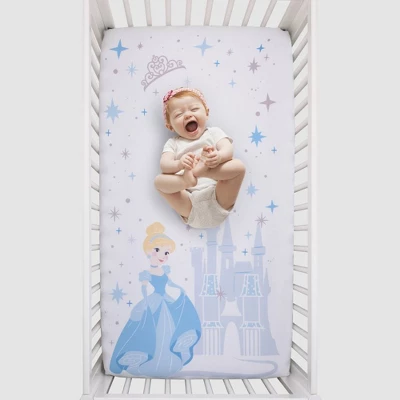 Disney Princess Cinderella - Light Blue And White Photo Op Fitted Crib Sheet 4 Disney Princess Cinderella - Light Blue And White Photo Op Fitted Crib Sheet - Image 2
