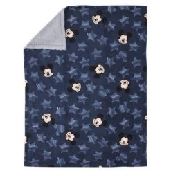 Disney Mickey Mouse Hello World Star Icon Super Soft Double Sided Velour Sherpa Baby Blanket
