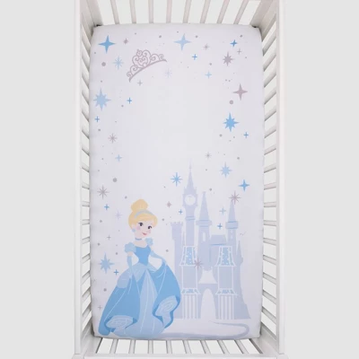 Disney Princess Cinderella - Light Blue And White Photo Op Fitted Crib Sheet 3 Disney Princess Cinderella - Light Blue And White Photo Op Fitted Crib Sheet