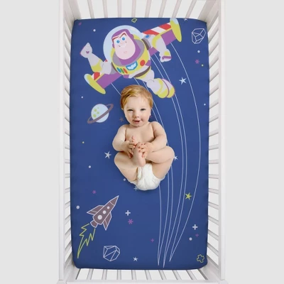 Disney Baby Toy Story Buzz Lightyear Photo Op Fitted Crib Sheet - Blue And Green 4 Disney Baby Toy Story Buzz Lightyear Photo Op Fitted Crib Sheet - Blue And Green - Image 2